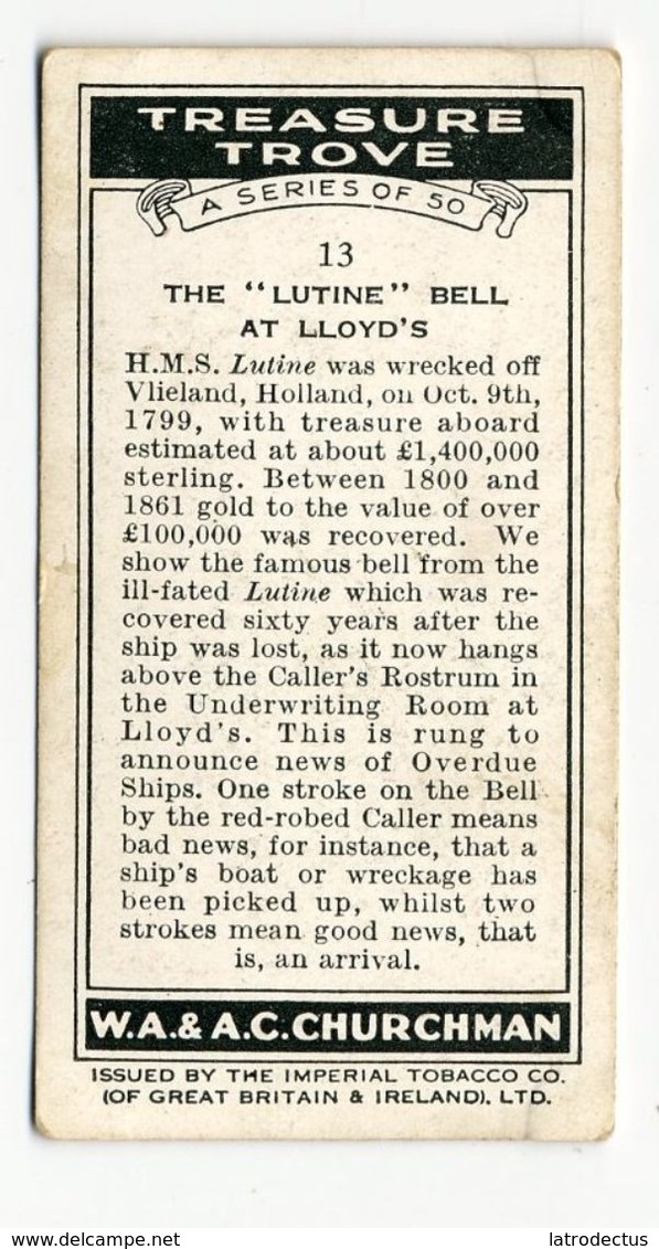 Churchman - 1937 - Treasure Trove - 13 - The "Lutine" Bell At Lloyd's - Churchman