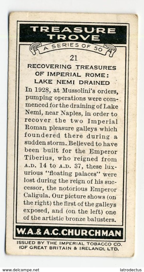 Churchman - 1937 - Treasure Trove - 21 - Recovering Treasures Of Imperial Rome : Lake Nemi Drained - Churchman