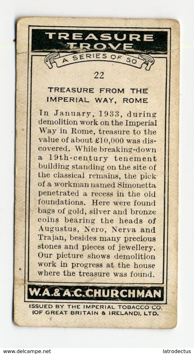 Churchman - 1937 - Treasure Trove - 22 - Treasure From The Imperial Way, Rome (bend) - Churchman