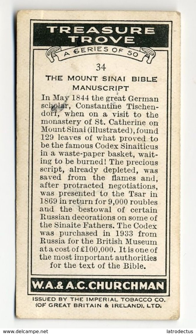 Churchman - 1937 - Treasure Trove - 34 - The Mount Sinai Bible Manuscript - Churchman