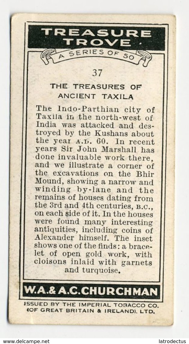 Churchman - 1937 - Treasure Trove - 37 - The Treasures Of Ancient Taxila - Churchman