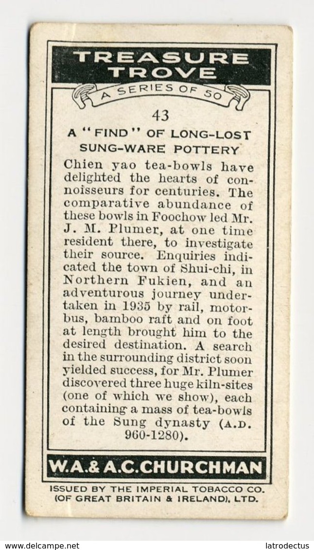 Churchman - 1937 - Treasure Trove - 43 - The "find" Of Long-lost Sung-ware Pottery - Churchman