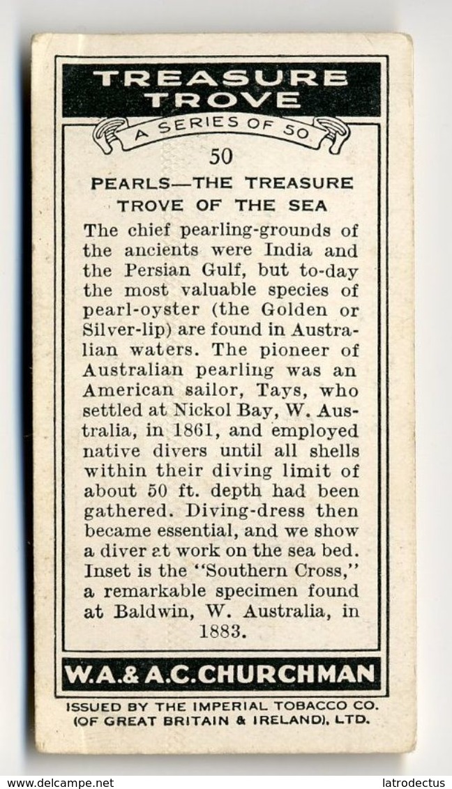 Churchman - 1937 - Treasure Trove - 50 - Pearls - The Treasure Trove Of The Sea - Churchman
