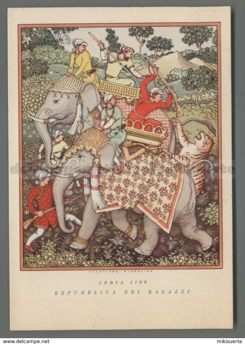 V4289 Illustrazione LA CACCIA INDIA 1700 REPUBBLICA DEI RAGAZZI - Altri & Non Classificati