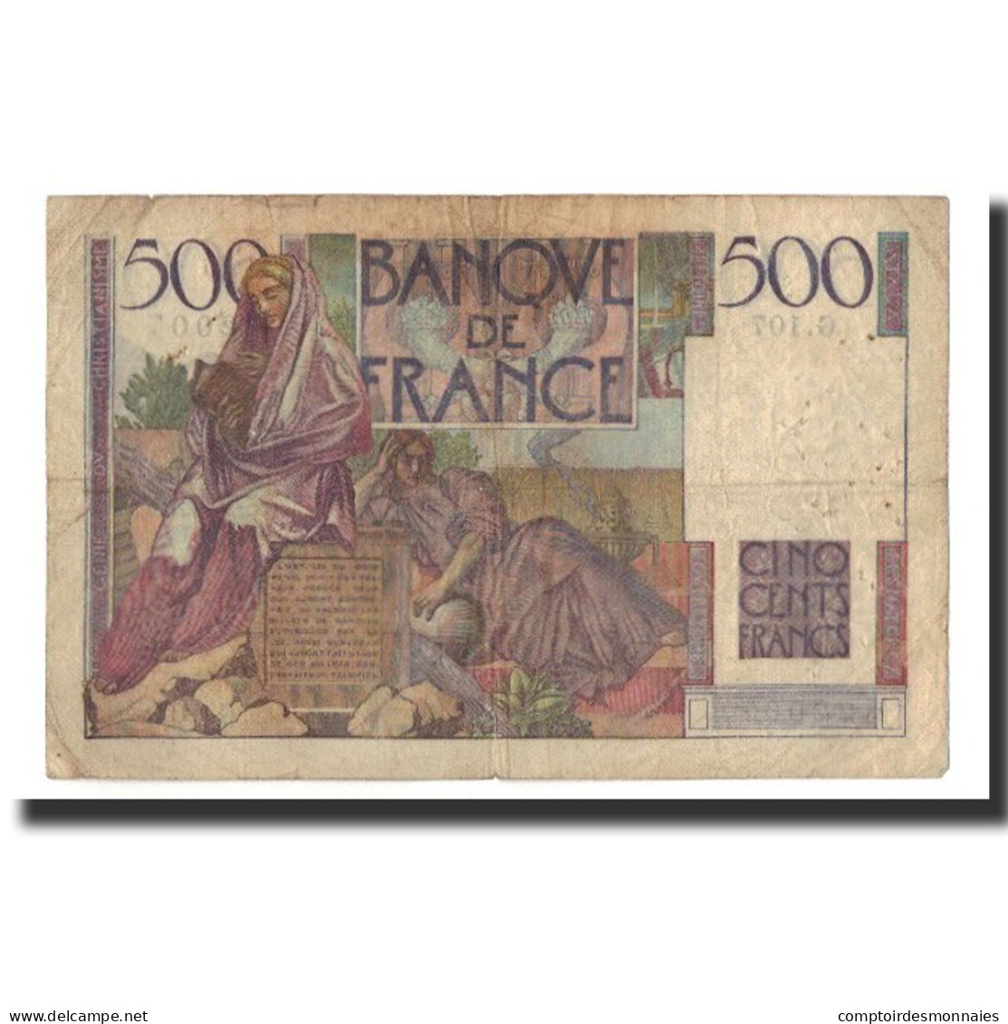 France, 500 Francs, 1948-05-13, TB, Fayette:34.8, KM:129b - 500 F 1945-1953 ''Chateaubriand''