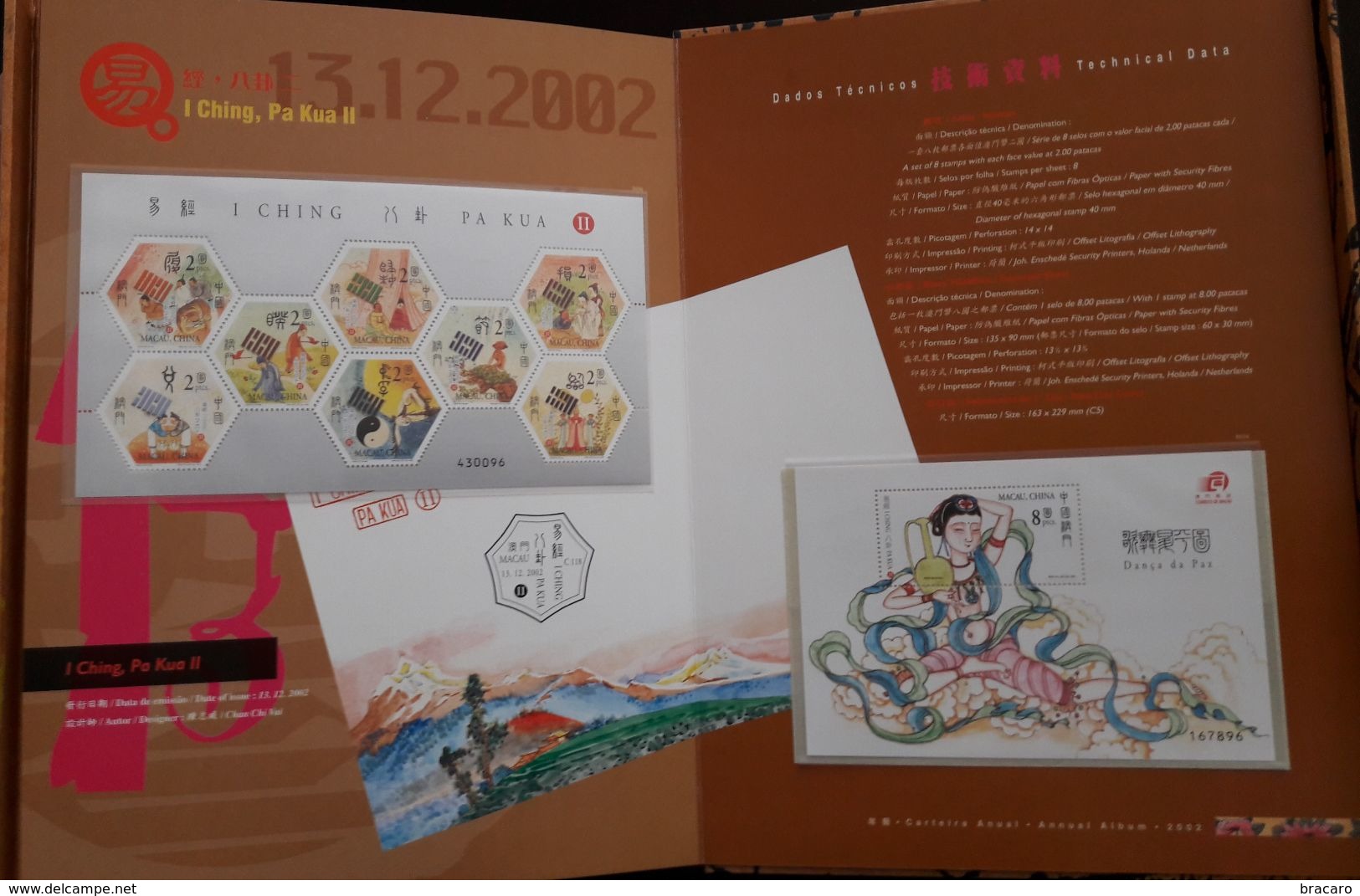 PORTUGAL - MACAU / MACAO - 2002 ANNUAL ALBUM - 13 series: selos, minifolhas e blocos / stamps, sheetlets and blocks MNH
