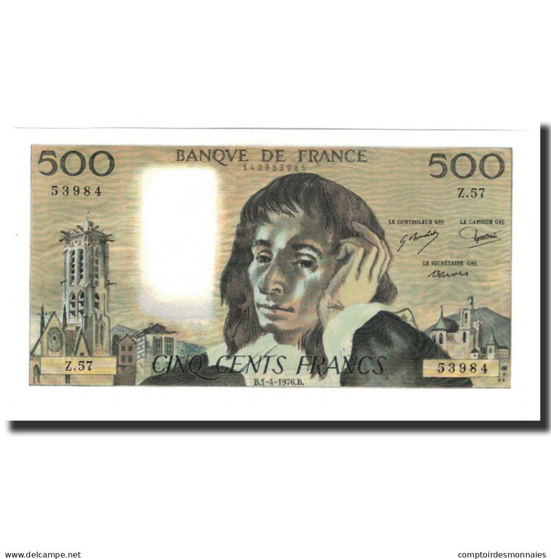 France, 500 Francs, 1976-04-01, SPL, Fayette:71.14, KM:156d - 500 F 1968-1993 ''Pascal''