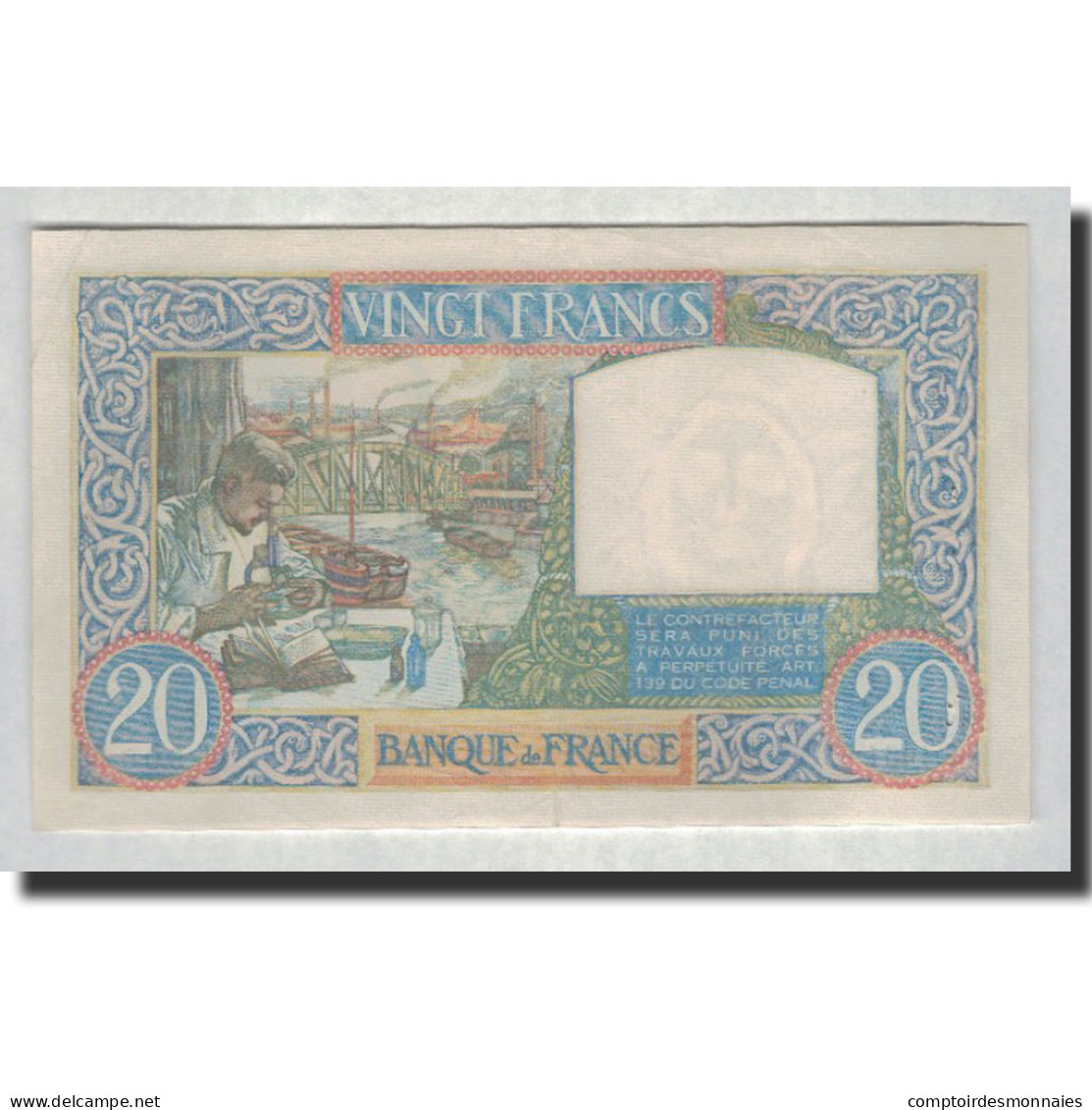 France, 20 Francs, 1940-12-05, TTB+, Fayette:12.10, KM:92b - 20 F 1939-1942 ''Science Et Travail''