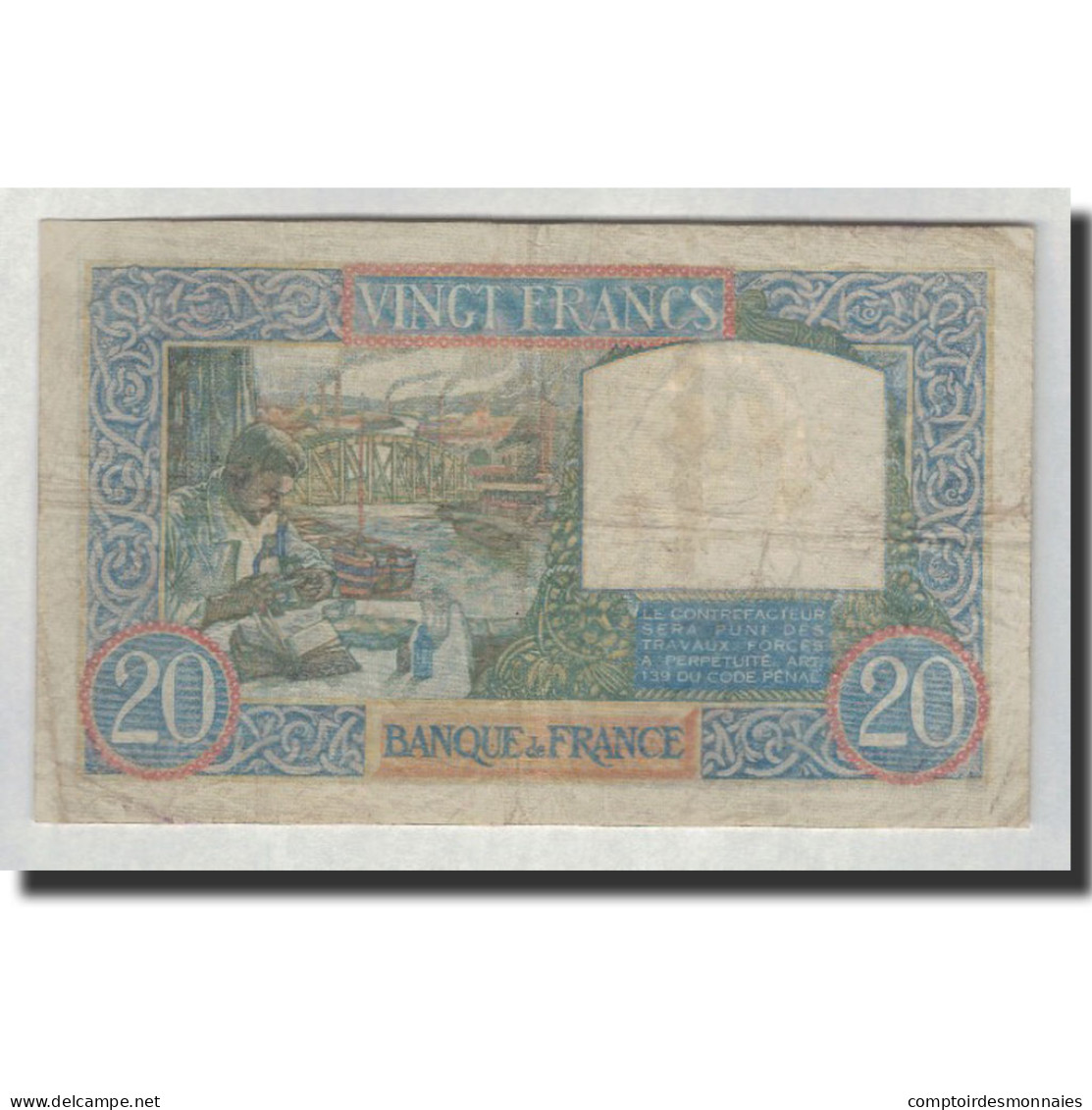 France, 20 Francs, 1940-10-17, TB, Fayette:12.9, KM:92b - 20 F 1939-1942 ''Science Et Travail''