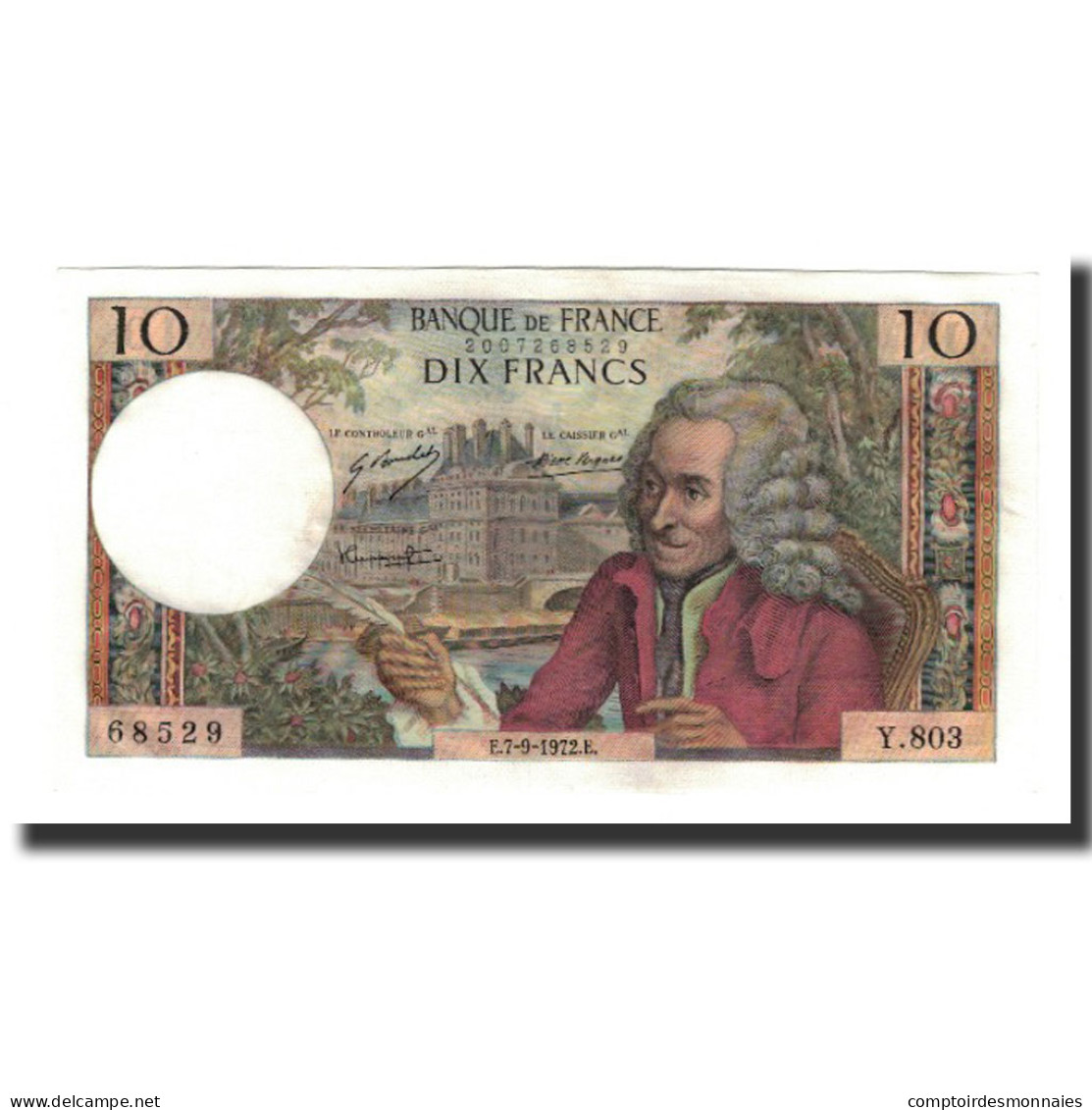 France, 10 Francs, 1972-09-07, NEUF, Fayette:62.58, KM:147d - 10 F 1963-1973 ''Voltaire''