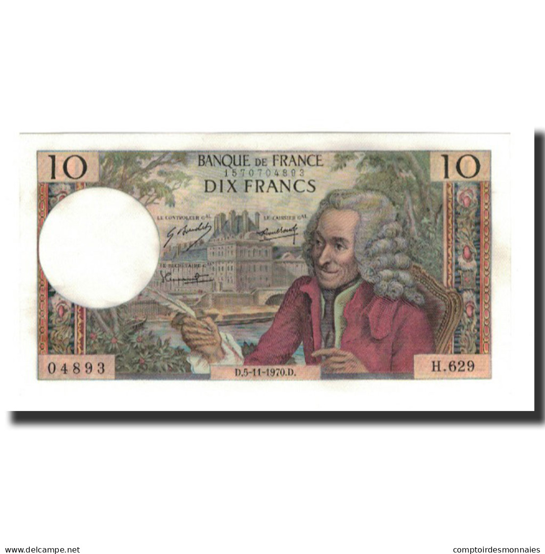 France, 10 Francs, 1970-11-05, NEUF, Fayette:62.47, KM:147c - 10 F 1963-1973 ''Voltaire''