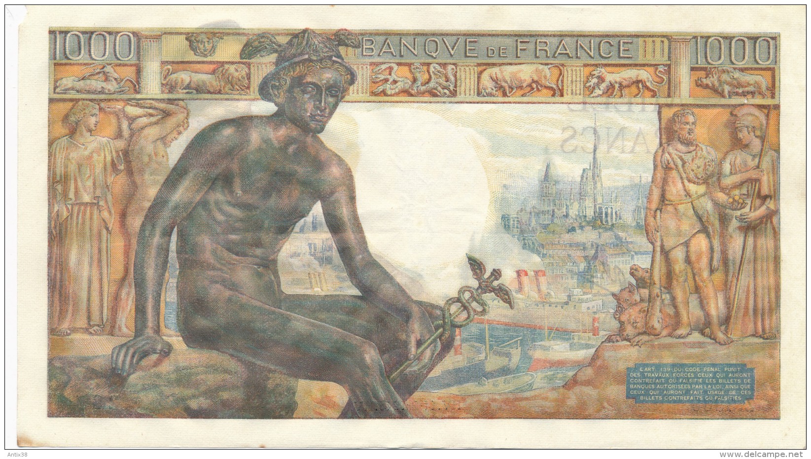 H20 - Billet - 1000 FRANCS  - DÉESSE DEMETER - 1 000 F 1942-1943 ''Déesse Déméter''