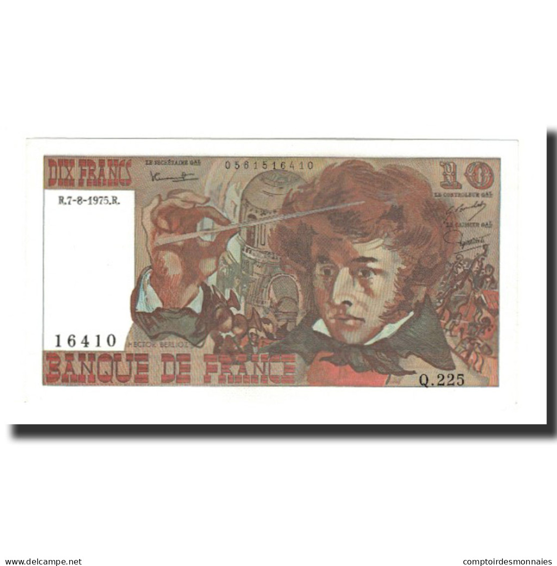 France, 10 Francs, 1975-08-07, NEUF, Fayette:63.12, KM:150b - 10 F 1972-1978 ''Berlioz''