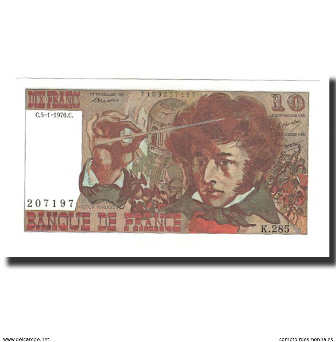 France, 10 Francs, 1976-01-05, SUP+, Fayette:63.17, KM:150c - 10 F 1972-1978 ''Berlioz''