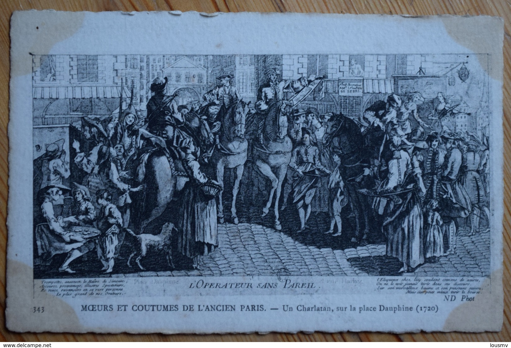 Ancien Paris - Un Charlatan Sur La Place Dauphine - 1720 - D'après Gravure - Moeurs Et Coutumes ... - (n°9800) - Autres & Non Classés