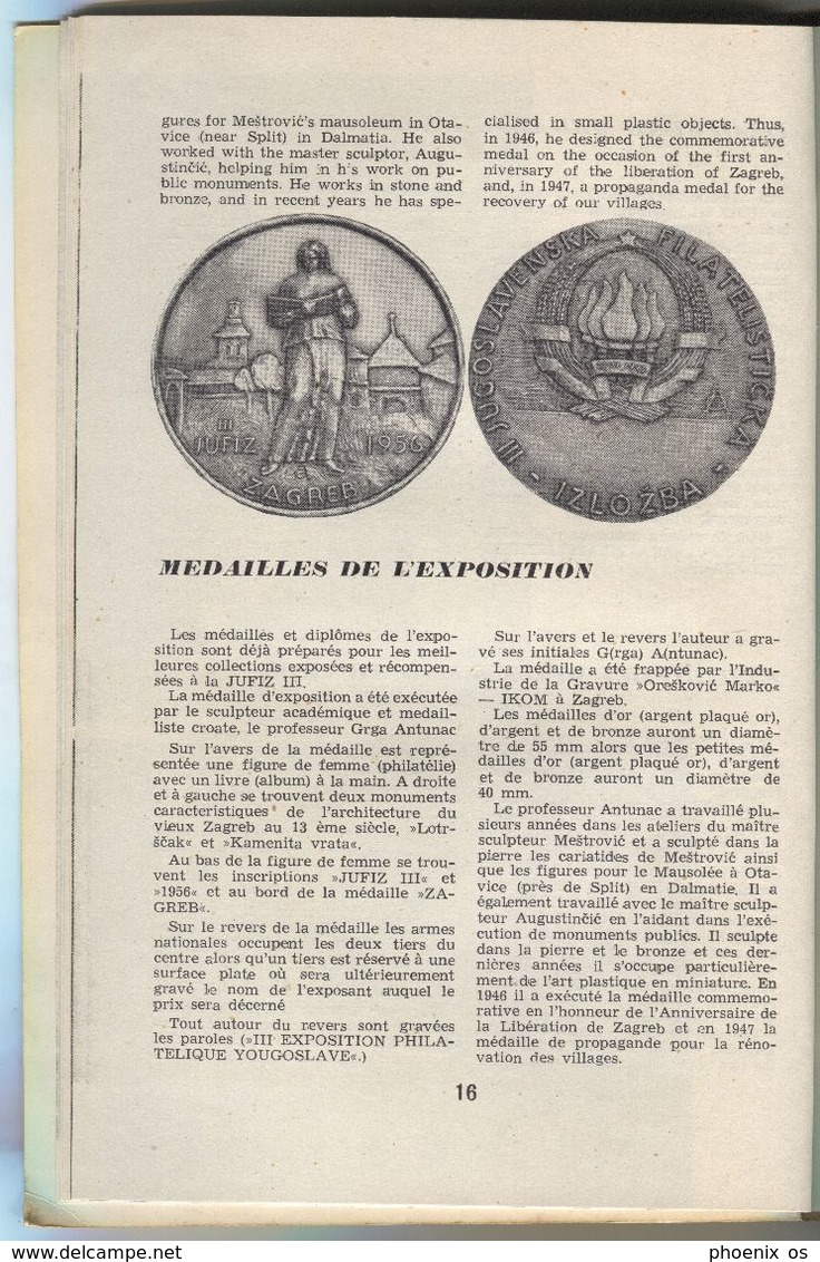 JUFIZ - III YUGOSLAV PHILATELIC EXHIBITION 1956. ZAGREB CROATIA, PROGRAMME / CATALOG - Carnets