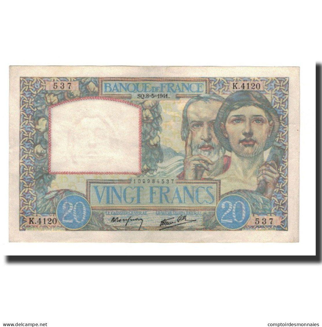 France, 20 Francs, 1941-05-08, SUP, Fayette:12.14, KM:92b - 20 F 1939-1942 ''Science Et Travail''