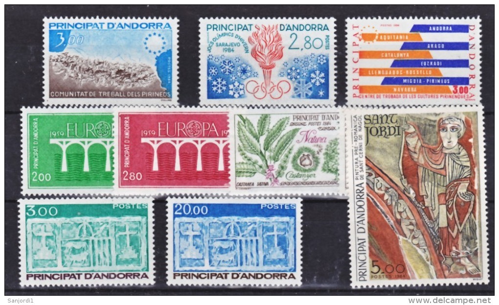 Andorre Française 1984 Année Complète  Neuf ** TB MNH Sin Charnela Cote 32.6 - Ganze Jahrgänge