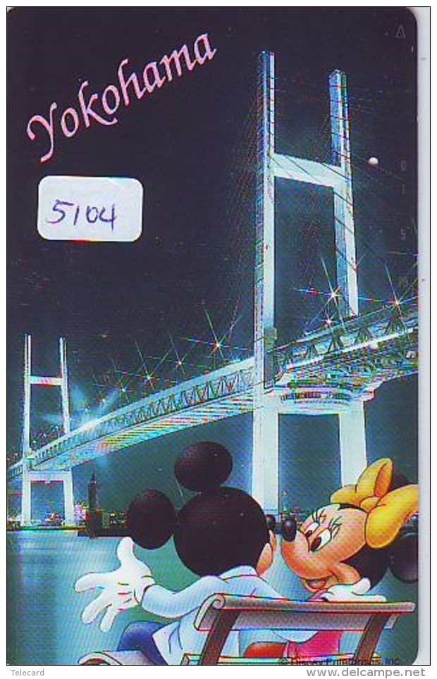 Télécarte Japon  * 110-177901 * MICKEY (5104)  YOKOHAMA * Voyage N° 7 * Japan  Phonecard TELEFONKARTE - Disney