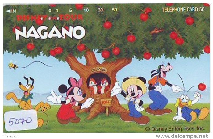 Télécarte Japon * 110-016 * DISNEY ON TOUR NAGANO * MICKEY + PLUTO + GOOFY + DONALD (5070) Japan PHONECARD - Disney