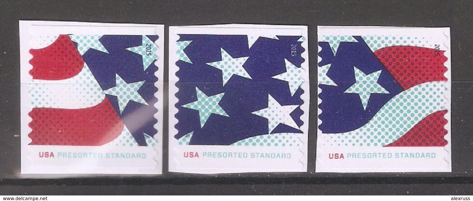 US 2015 Flag Stars & Stripes 3 Singles Presorted Standard,Sc 4961-63,MNH** - Unused Stamps