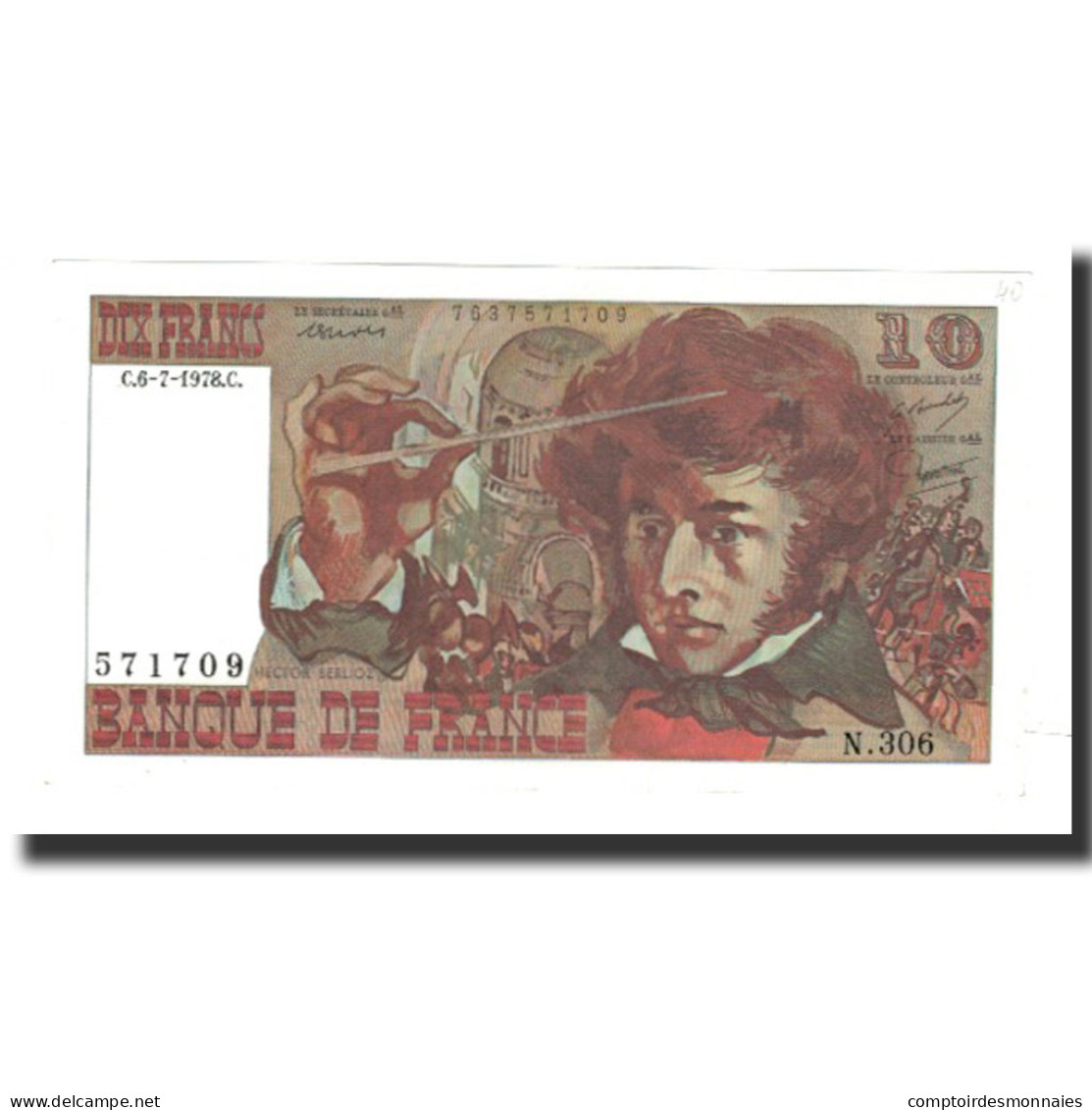 France, 10 Francs, 1978-07-06, SPL+, Fayette:63.24a, KM:150c - 10 F 1972-1978 ''Berlioz''