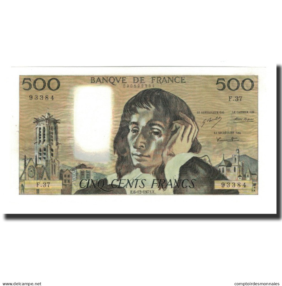 France, 500 Francs, 1973-12-06, SPL, Fayette:71.10, KM:156b - 500 F 1968-1993 ''Pascal''