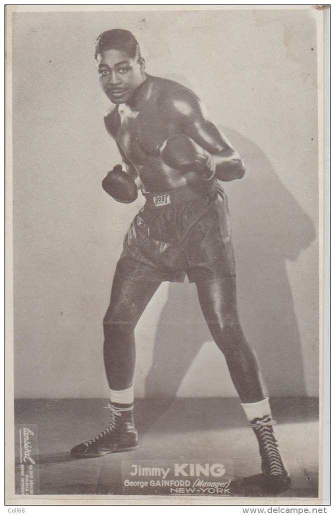 Carte Boxeur Jimmy King Manager George Gainford New York  9.x14.5cms édit Lansival - Boxe