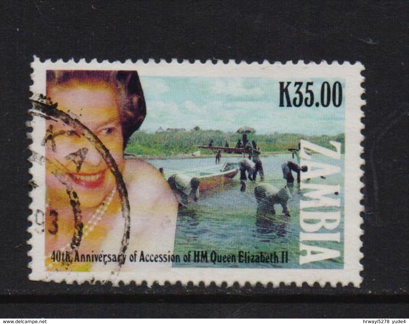 Zambia 1992, Queen, Minr 592, Vfu. Cv 1,70 Euro - Zambia (1965-...)