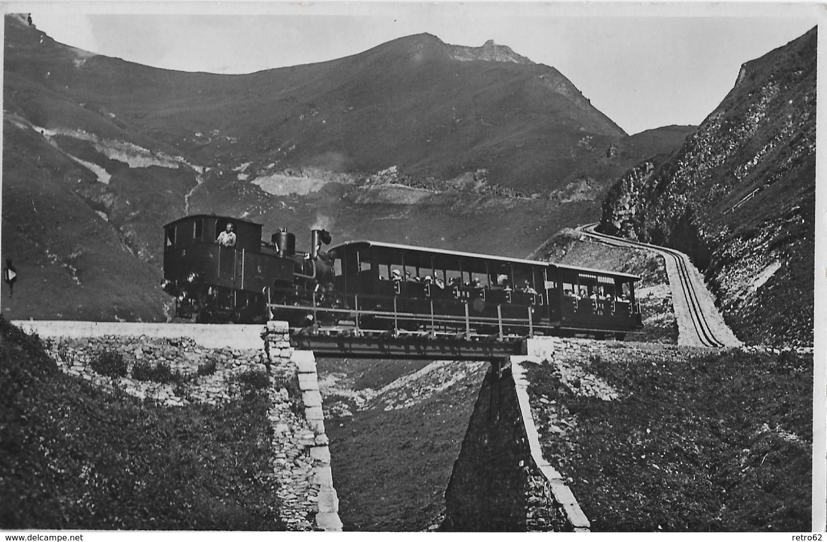 BRIENZER - ROTHHORNBAHN → Dampfzug Unterwegs Mit Vollen Wagen Anno 1936 - Brienz