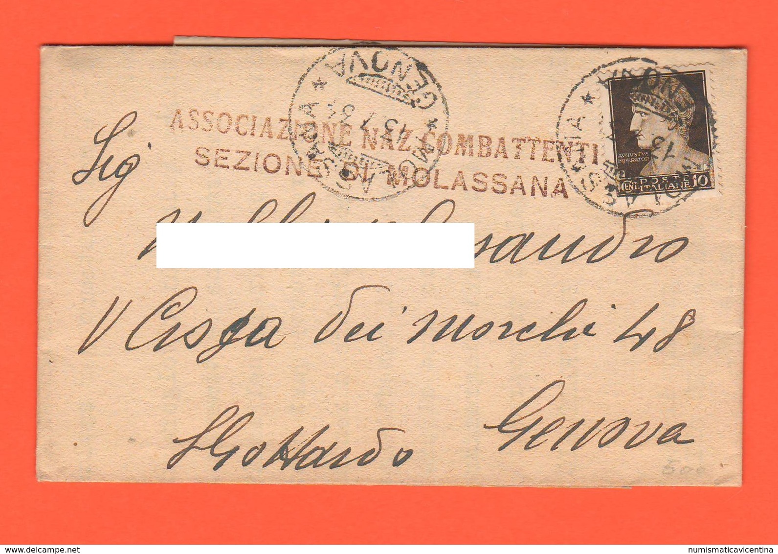 Molassana Genova 1934 Lettera X Lotteria Combattenti - Documents