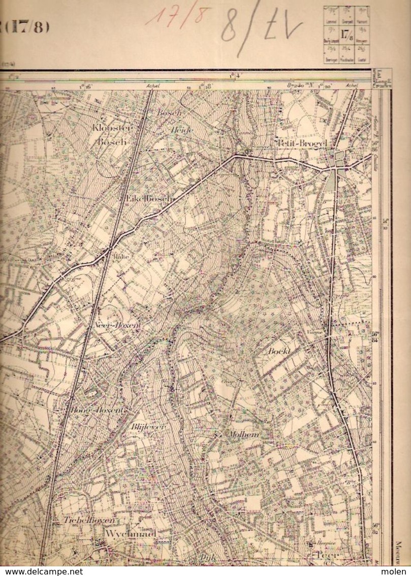 STAFKAART 17/8 Meting1868 PEER KLEINE-BROGEL LINDE HECHTEL-EKSEL LOCHT VLASMEER WINNER WIJCHMAAL HOEVEN NEERHOKSENT S392 - Peer