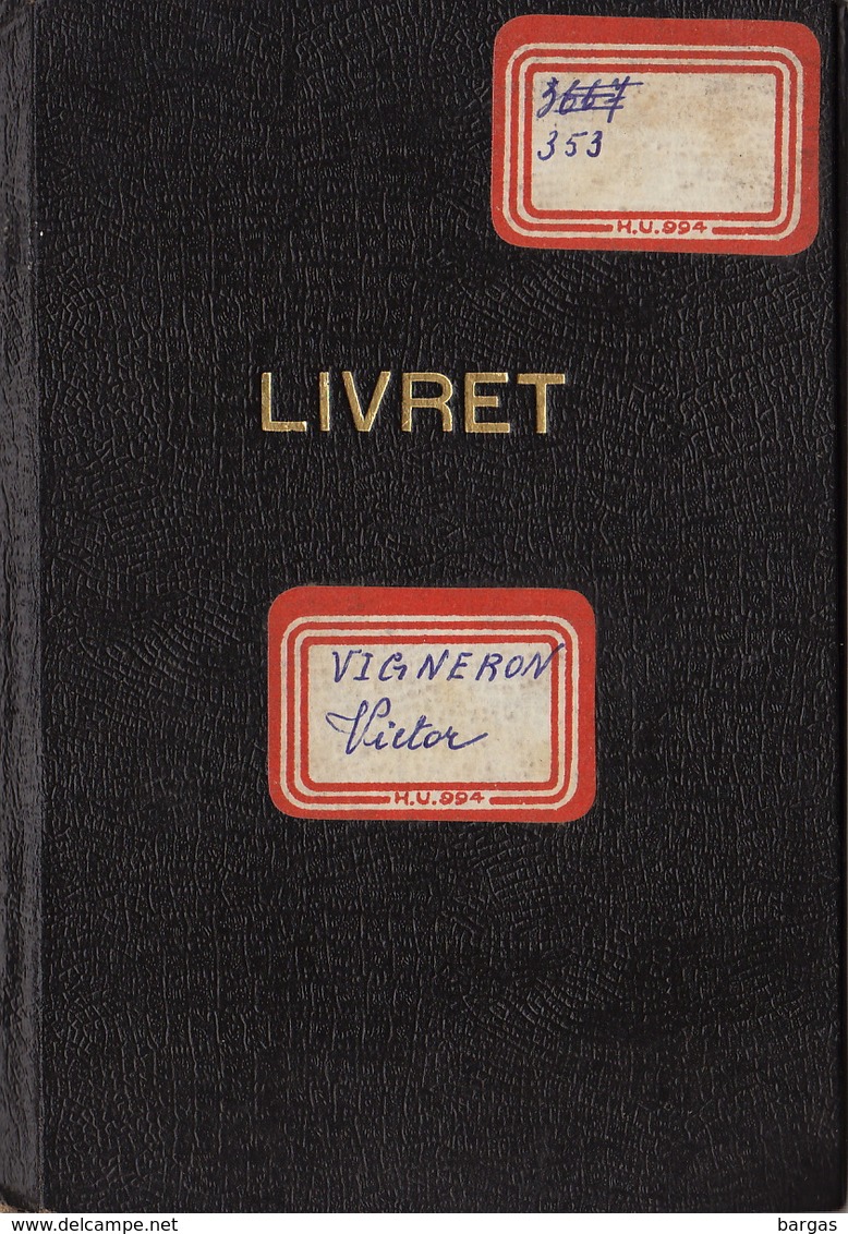 Livret Carnet De Travail Vigneron Velaine Sur Sambre Charbonnage Petit Try à Lambusart - Documenti Storici