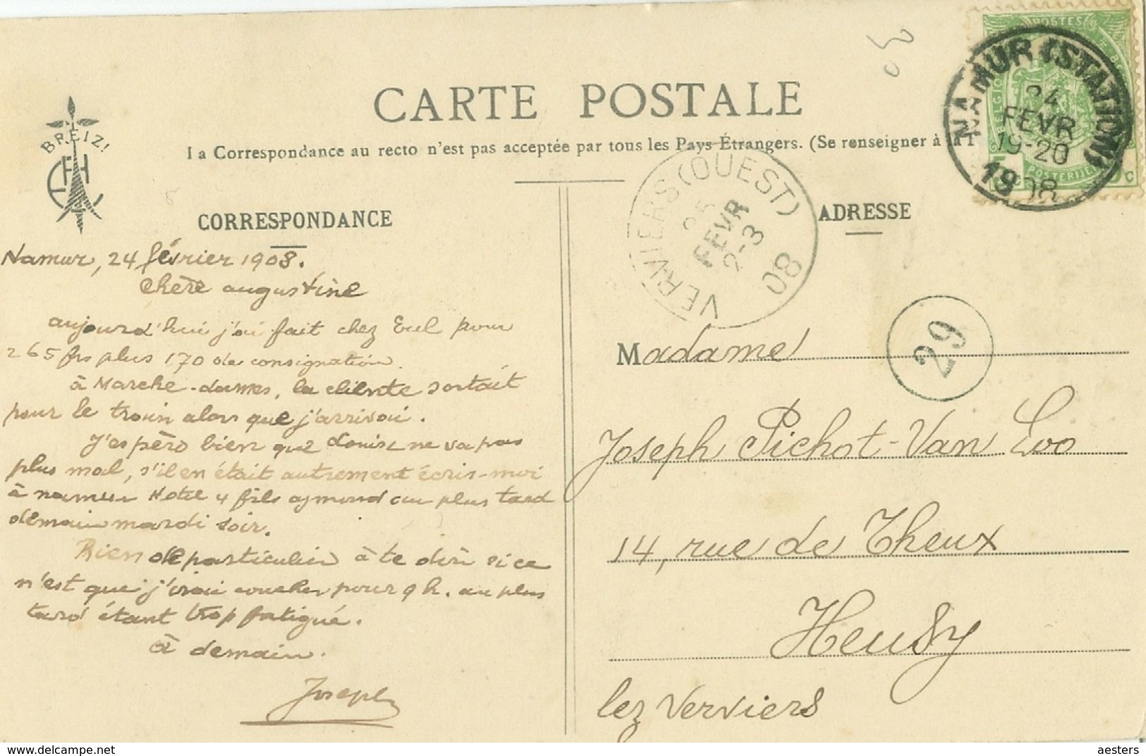 Port-Blanc 1908; Calvaire Et Chapelle, Poème De Botrel - Voyagé. (Collection E. Hamonic) - Tréguier