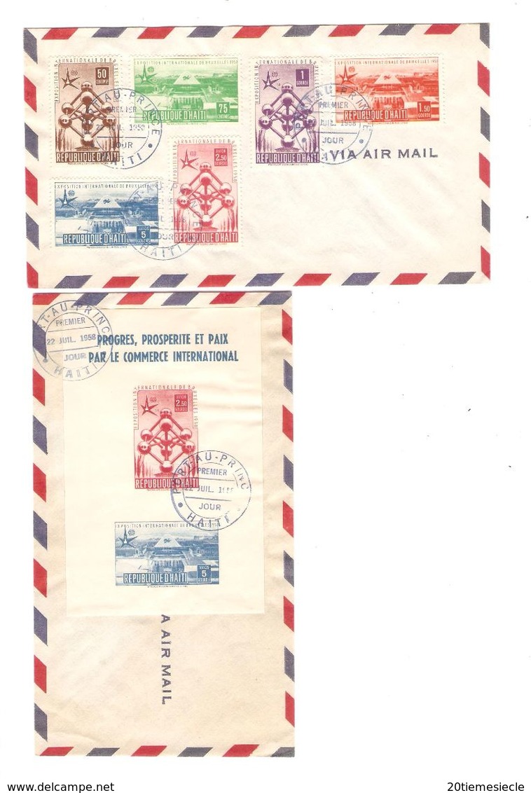 Exposition Internationale De Bruxelles 1958 TP Haiti Série + BF FDC C.Port Au Prince 22/7/1958 AP1541 - 1958 – Bruxelles (Belgique)