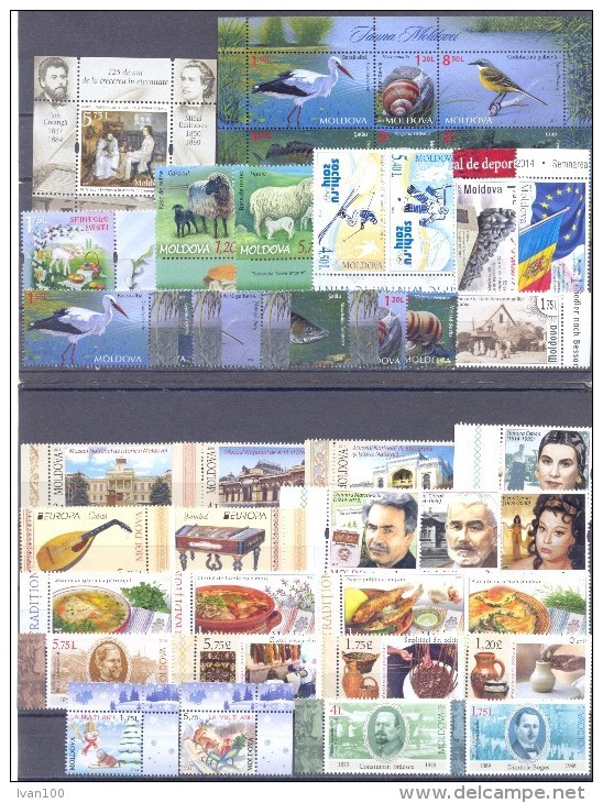 2014. Moldova, Complete Year Set'2014, 35 Stamps + 2 S/s, Mint/** - Moldavië