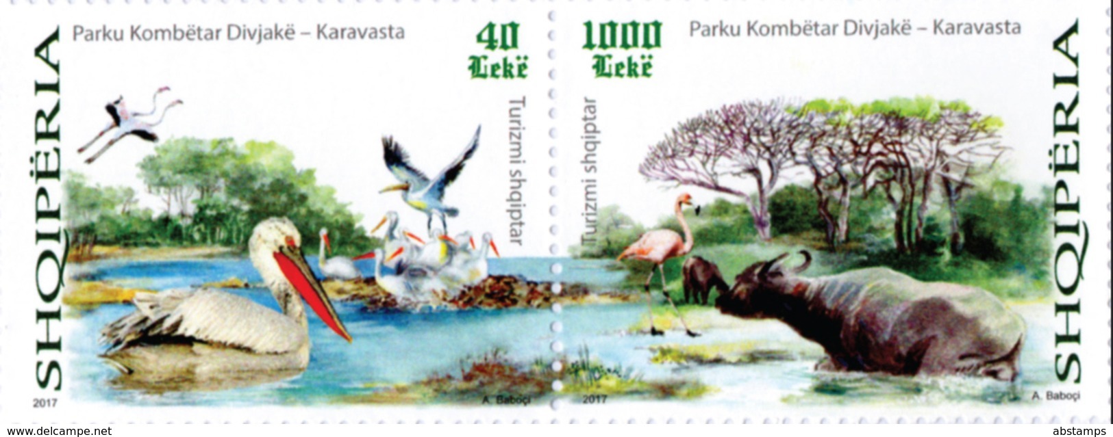 Albania Stamps 2017. Tourism. Bird, Bull, Pelican, Bear, Flamingo. Set MNH - Albania