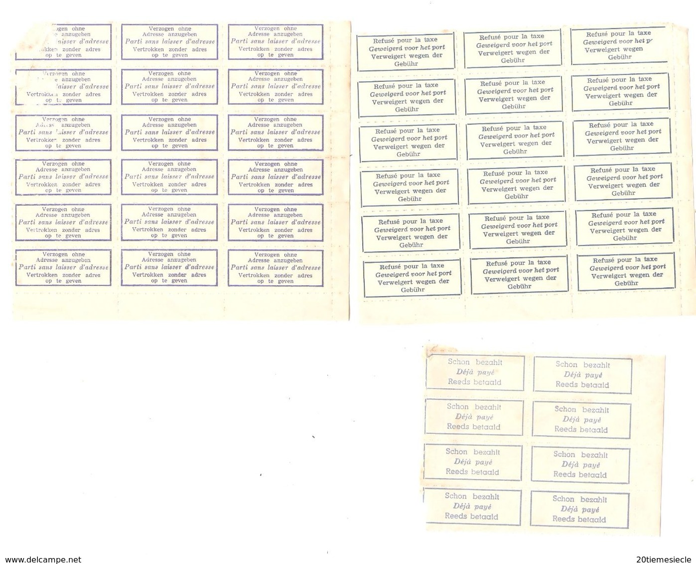 Document Etiquette-Label Trilingue-trilingual Parti Sans Laisser D'adresse-déjà-refusé Pour La Taxe AP1548 - Dépliants De La Poste