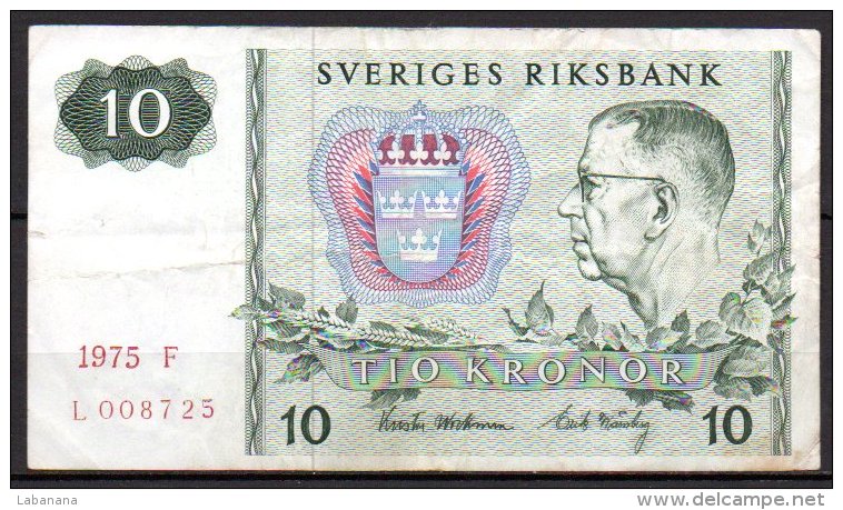 506-Suède Billet De 10 Kronor 1975 F L008 - Zweden