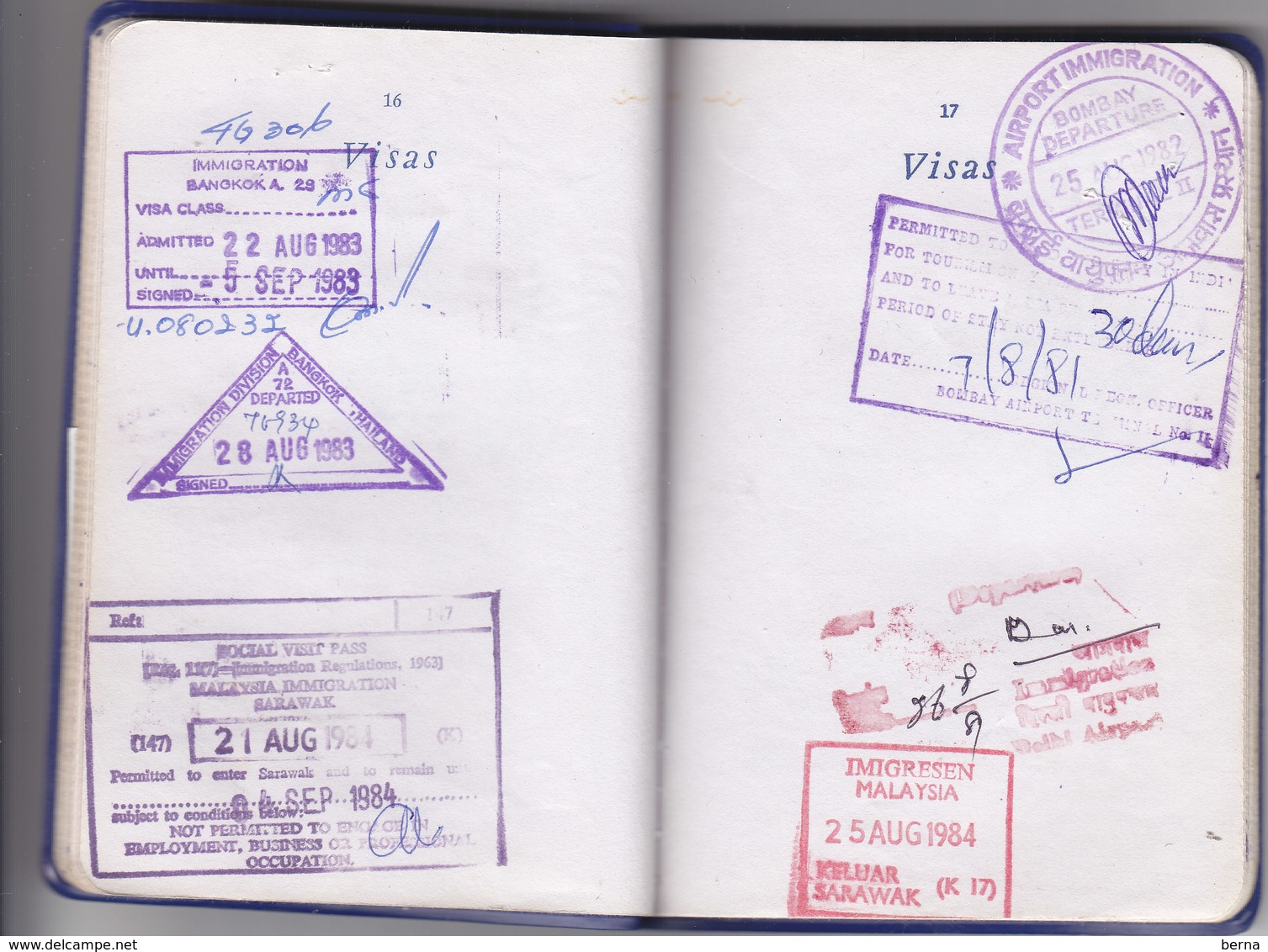 PASSPORT FRANCE NEPAL MACAU INDIA THAILAND MALAYSIA CAMEROUN BURMA HONG KONG CHINA - Documenti Storici