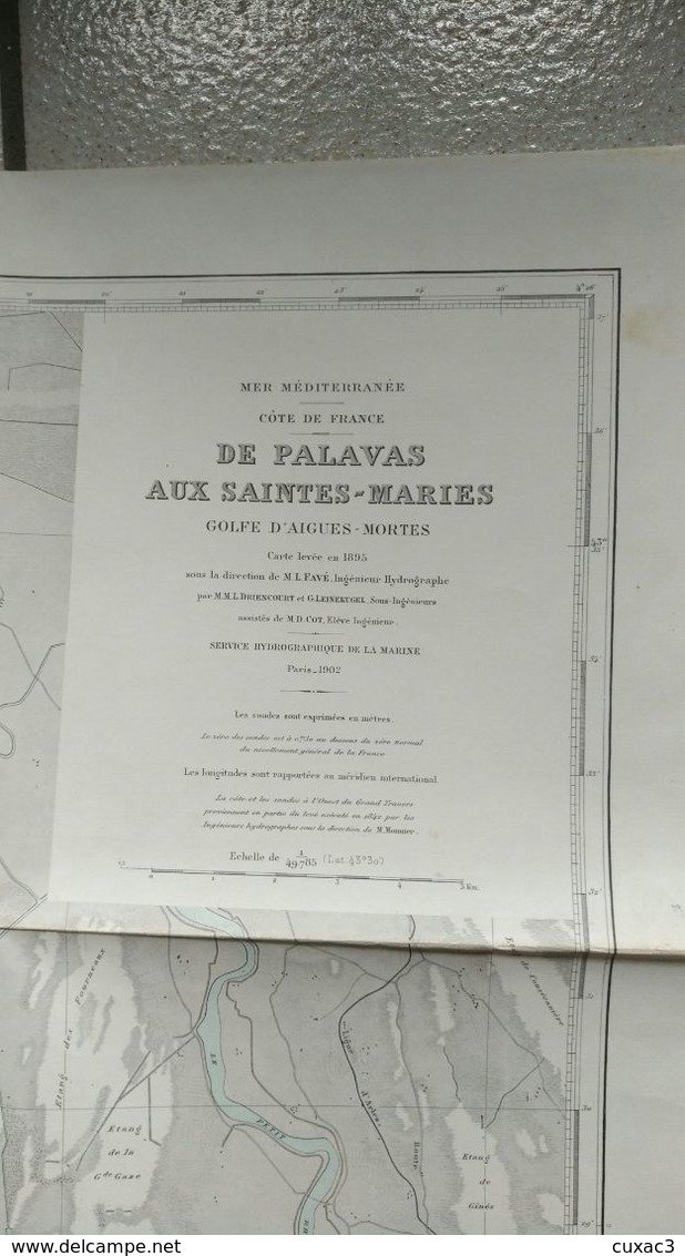 Service Hydrographique De La Marine 1902 -mer Méditerranée DE PALAVAS AUX SAINTES-MARIES Golfe D'aigues Mortes - Cartes Marines