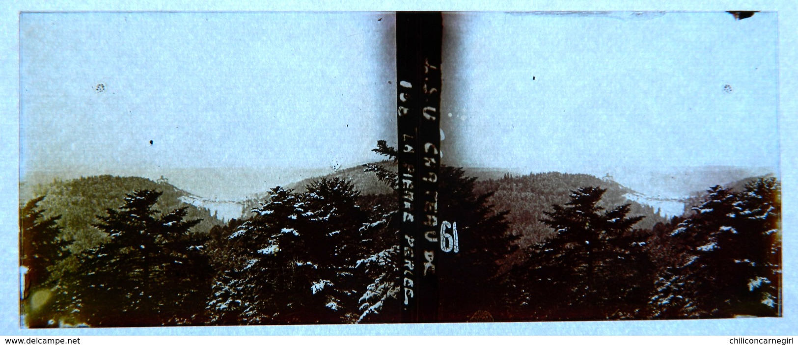 WW1 - WWI - PHOTO STEREO SUR PLAQUE DE VERRE - LORRAINE - CHÂTEAU DE LA PIERRE PERLEE - 10,6 X 4,4 Cm - Photos Stéréoscopiques