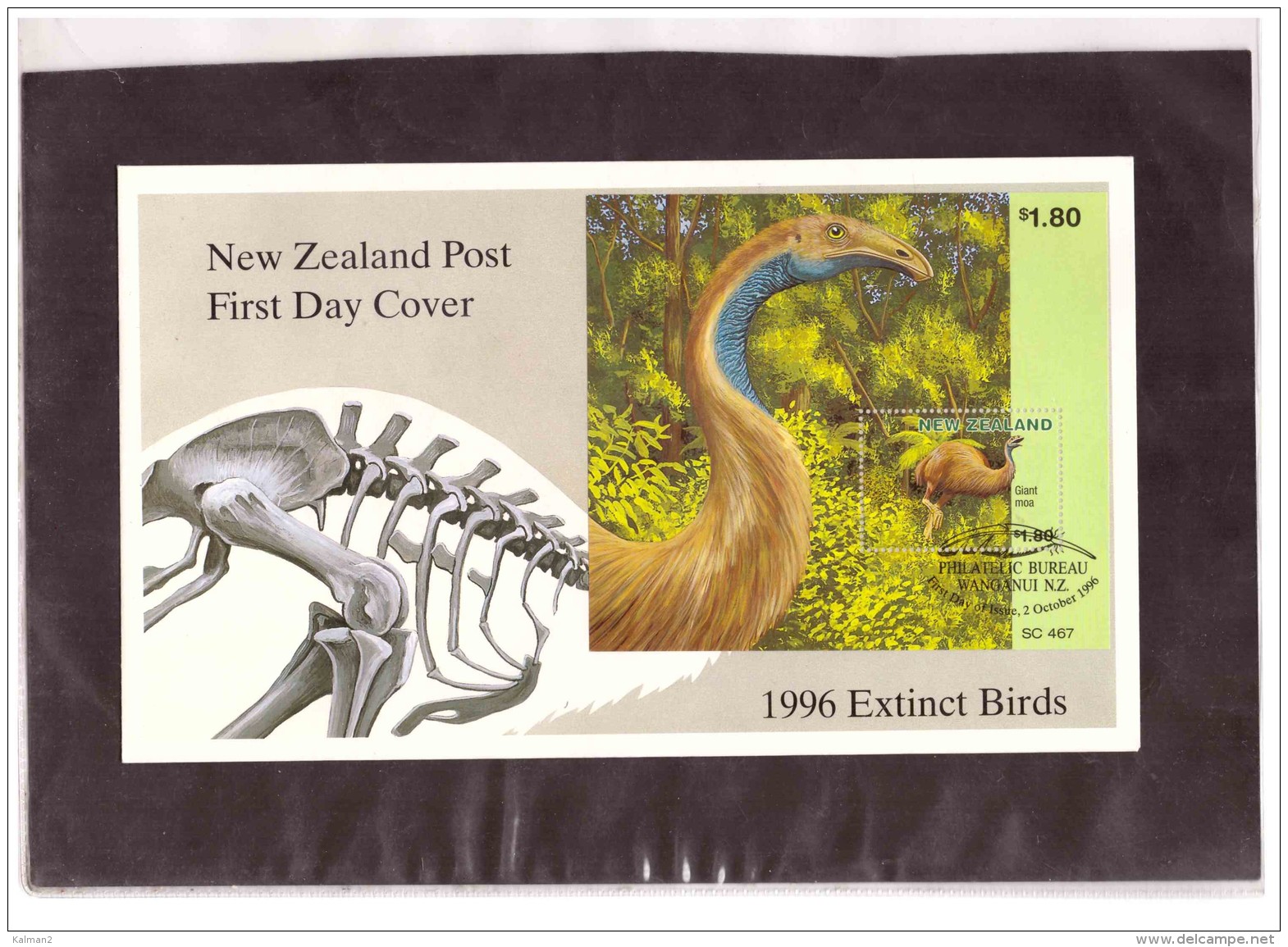 NZFDC142   -   WANGANUI   2.10.1996    /    FDC     YT Nr.   1482/1487 + 1495 +  BF. 109   " EXTINCT BIRDS " - Other & Unclassified