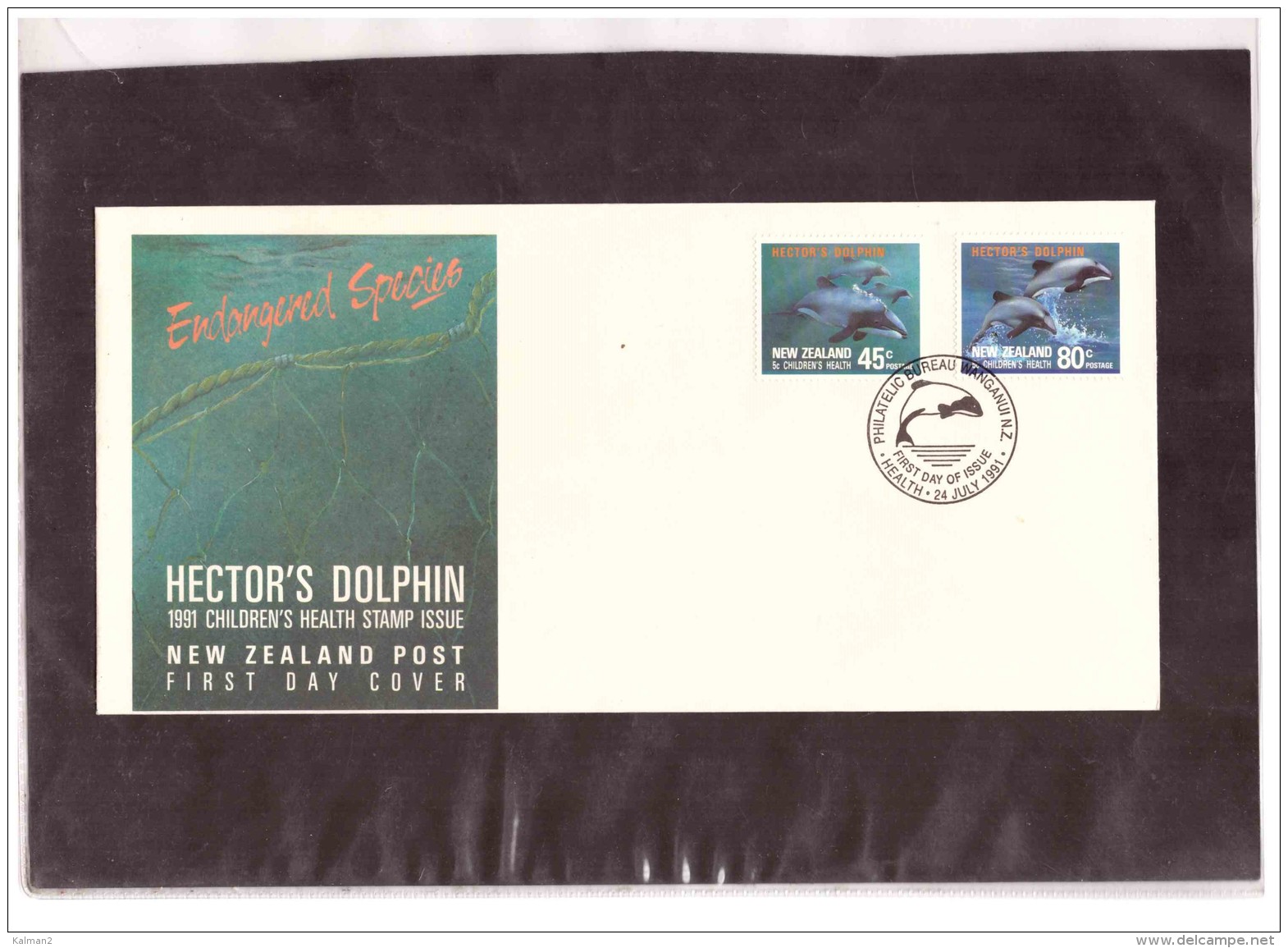 NZFDC154   -      WANGANUI  24.7.1991    /      YT Nr. 1139/1140 +  BF. 78  "    HECTOR'S  DOLPHIN " - Dolphins