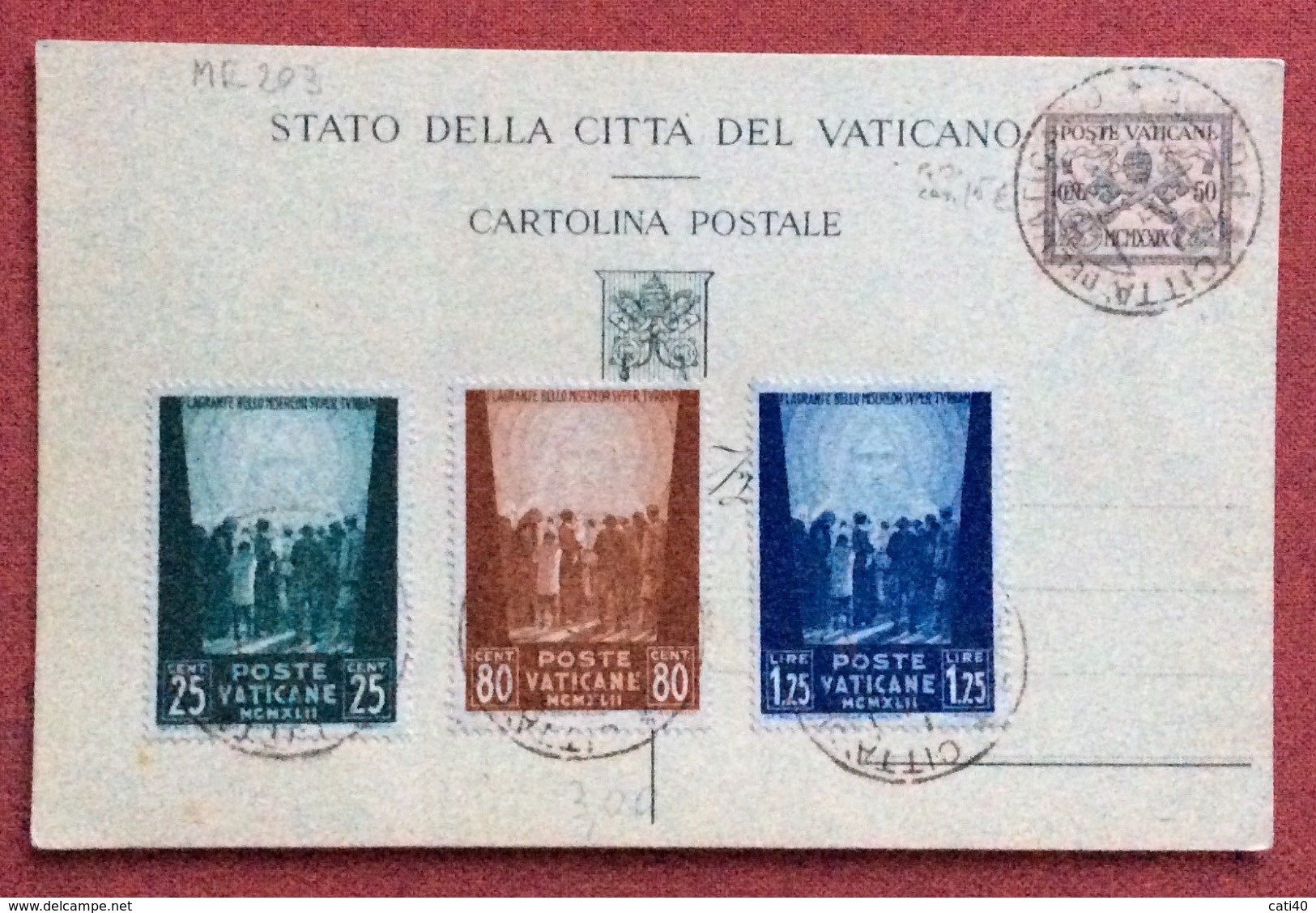 VATICANO CARTOLINA POSTALE 50 C. CON AGGIUNTA SERIE OPERE DI CARITA' - Cartas & Documentos