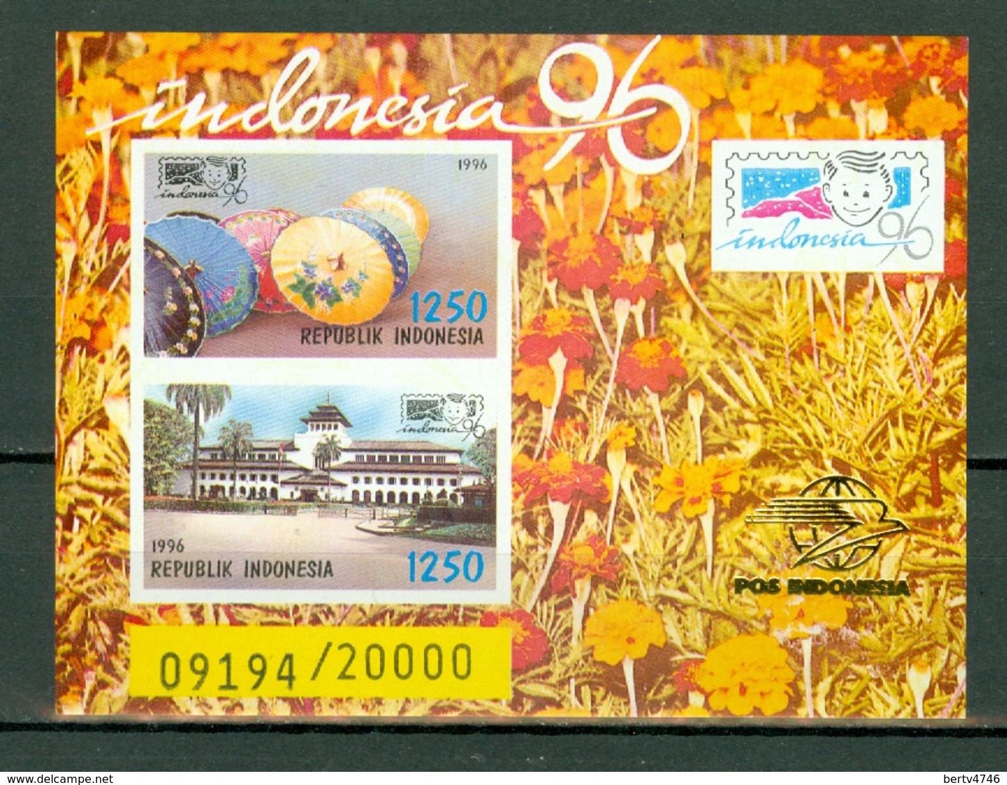 Indonesia 1996 - ZB Bl 122/123**, Yv Bl 101** Stamp Exposition Perf. + Imp.(get.+onget. - Dent. +non Dent.)MNH (2 Scans) - Indonésie