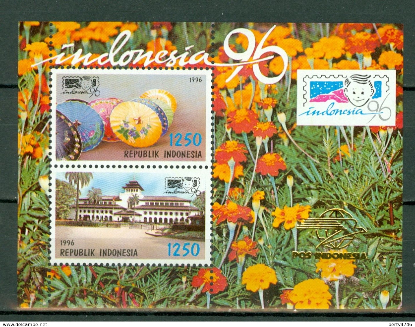 Indonesia 1996 - ZB Bl 122/123**, Yv Bl 101** Stamp Exposition Perf. + Imp.(get.+onget. - Dent. +non Dent.)MNH (2 Scans) - Indonésie