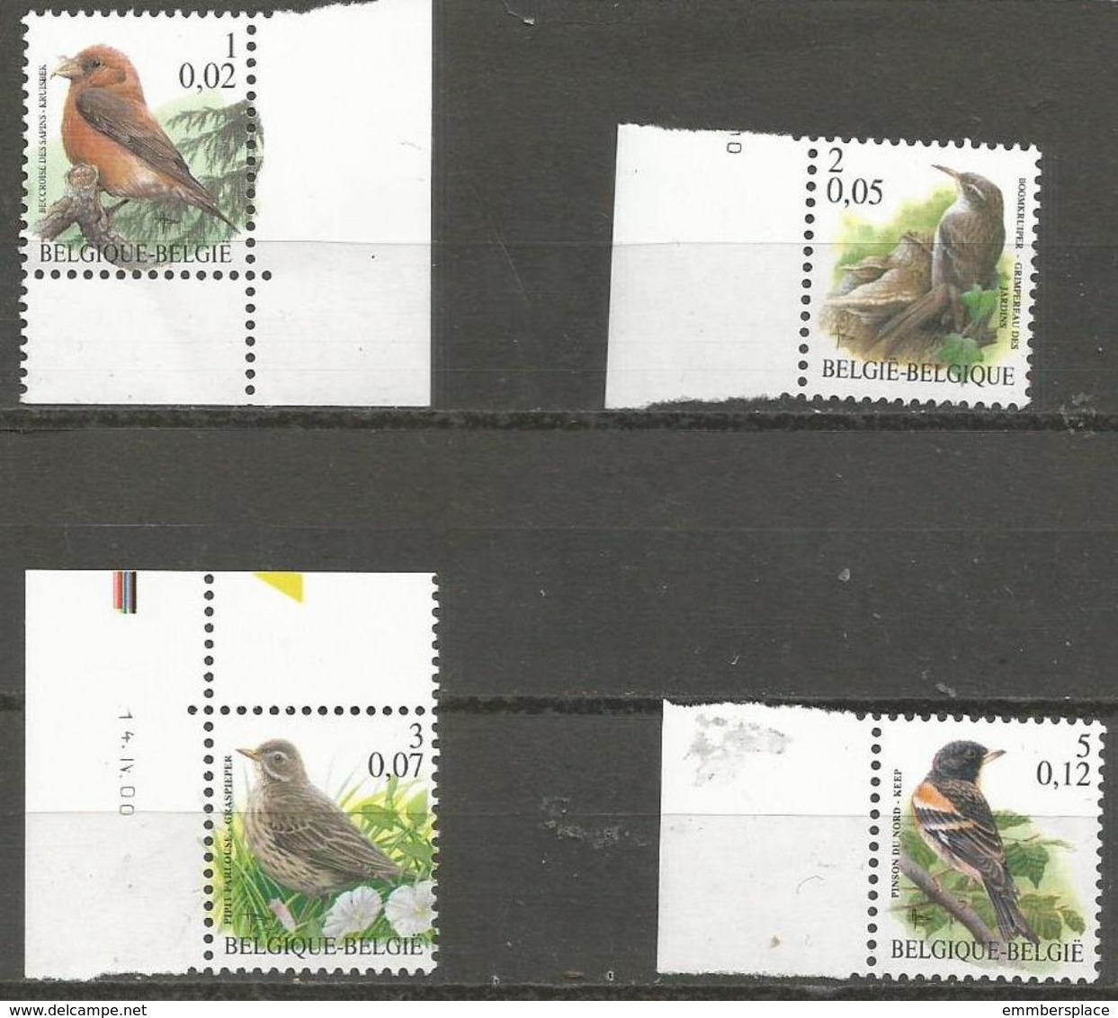 Belgium - 2000 Birds MNH **    Sc 1785-8 - Unused Stamps