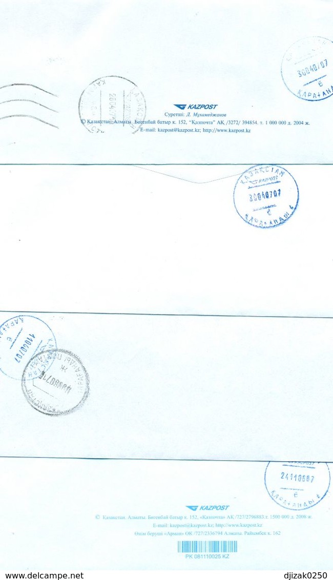 Kazakhstan. Four Envelope Passed The Mail. Four Envelopes Registered. - Kazakhstan