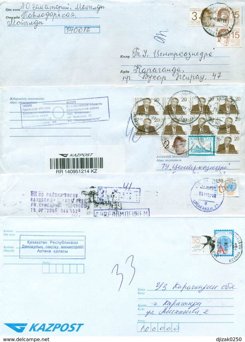 Kazakhstan. Four Envelope Passed The Mail. Two Envelopes Registered. - Kazakhstan